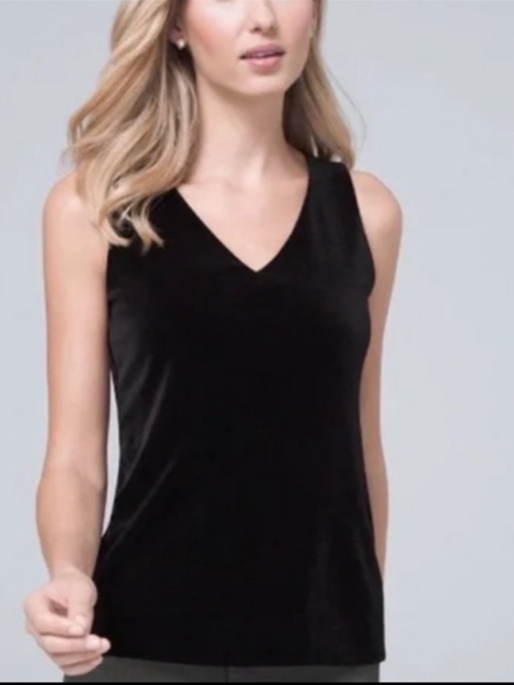 White House Black Market Velvet V-Neck Top - Picture 1 of 7